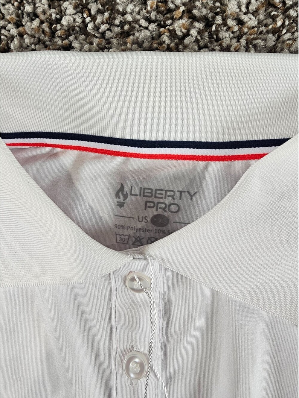 Liberty Pro Boys Sz XS Long Sleeve Polo Shirt Performance White NEW - Picture 2 of 3